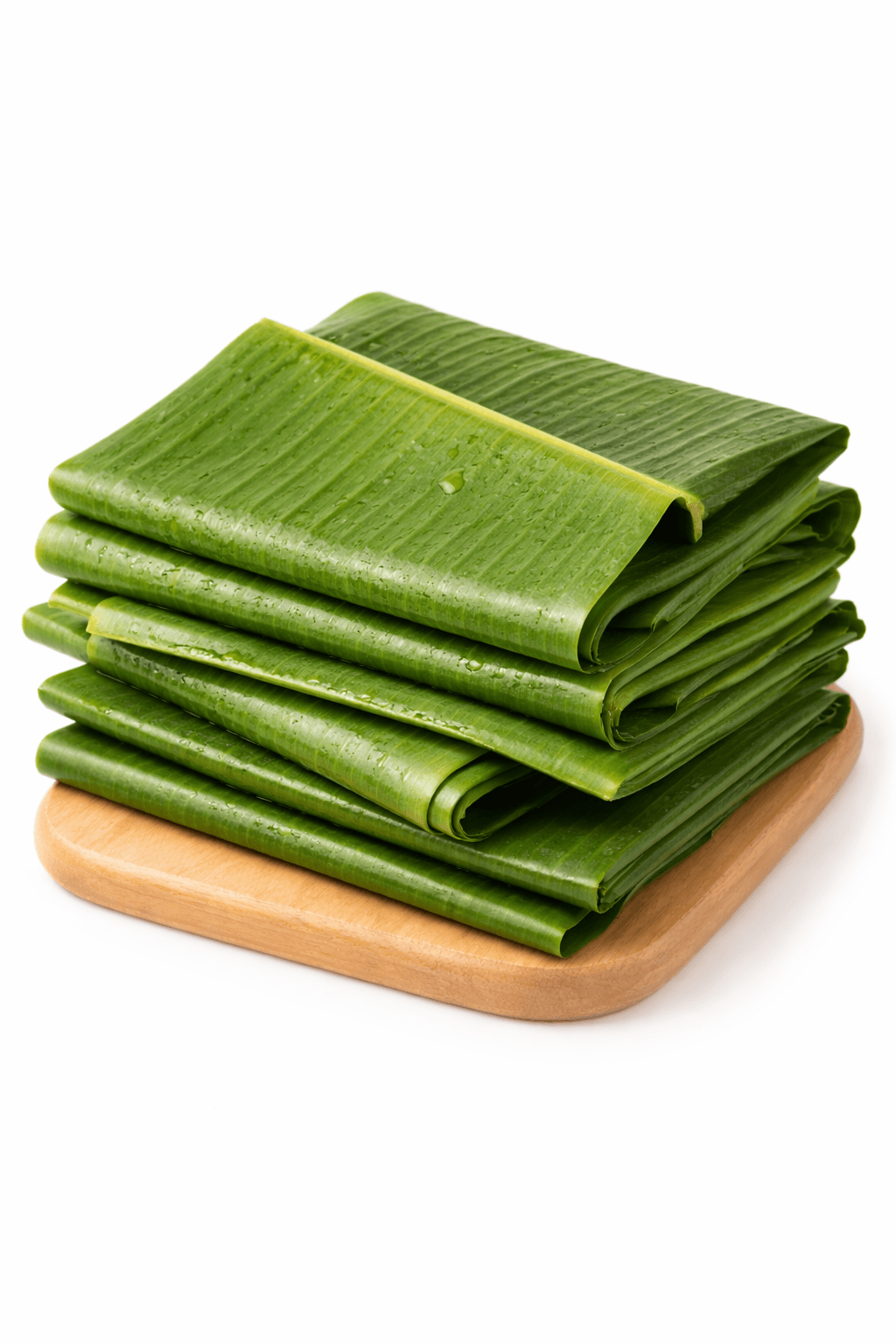 Fresh banana leaves on wooden board Banana Leaf - Image 1