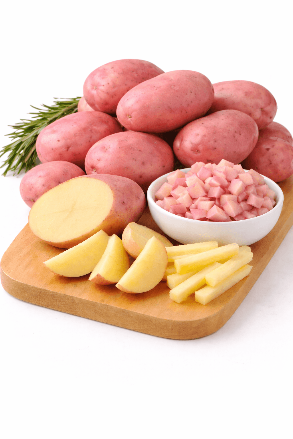 Fresh pink potatoes and rosemary display Pink Potato - Image 1