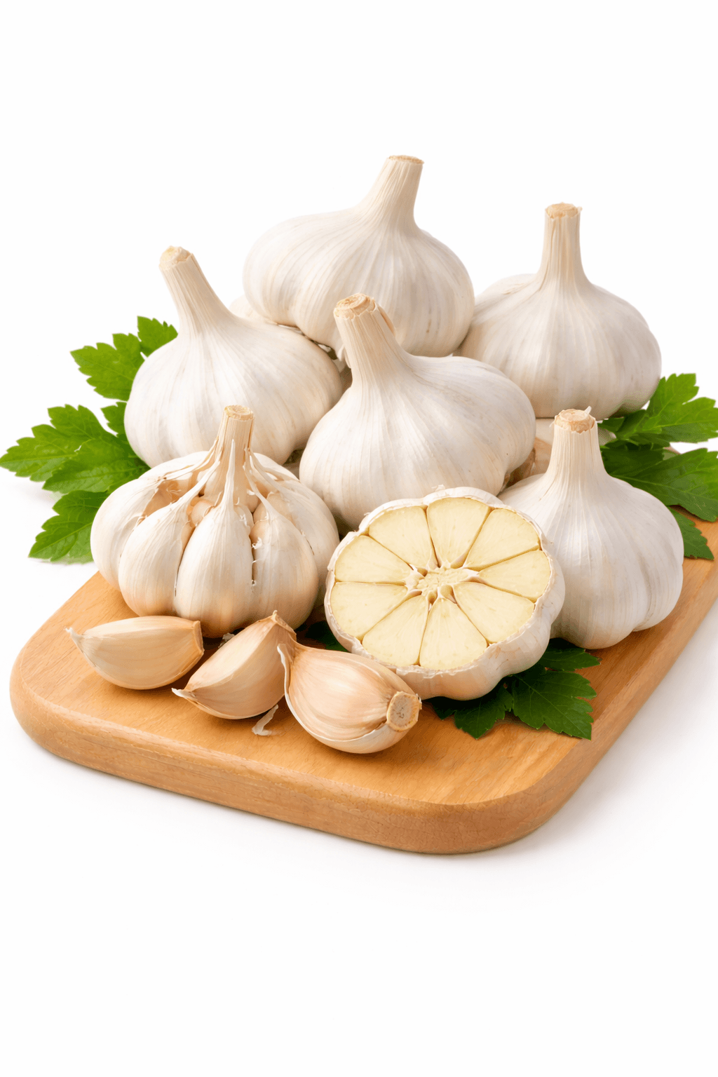 Garlic and parsley on cutting board Garlic India - Image 1