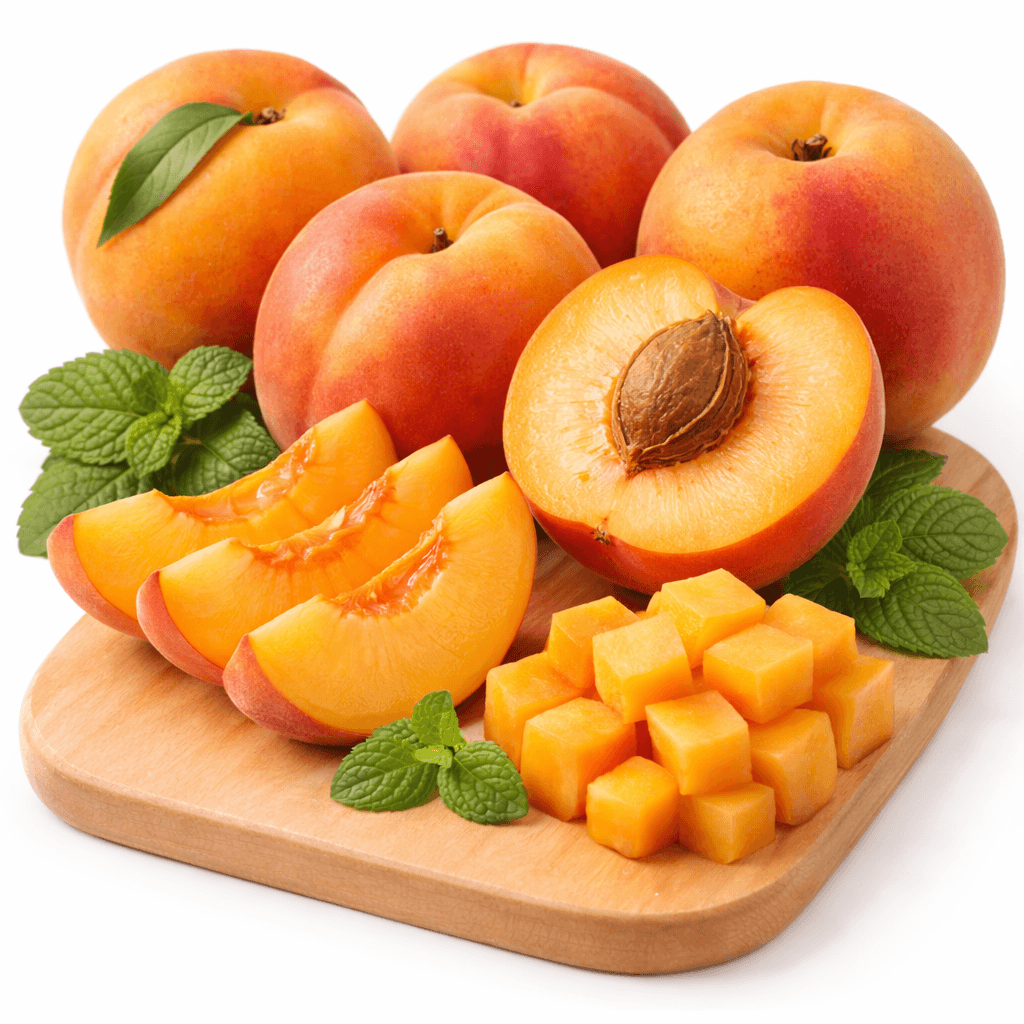 Fresh apricots on a wooden board Apricot - Image 1