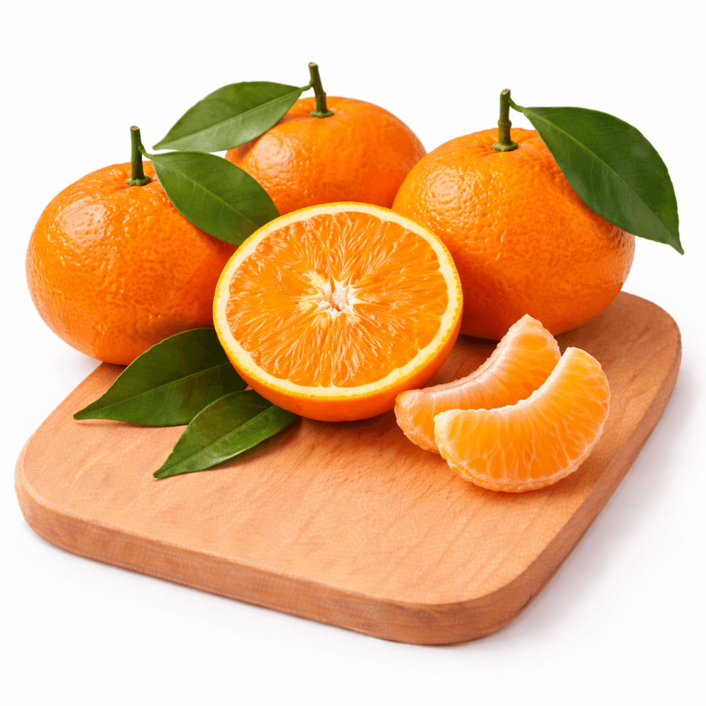 Fresh mandarins on wooden board Nadorcott Mandarin - Image 1
