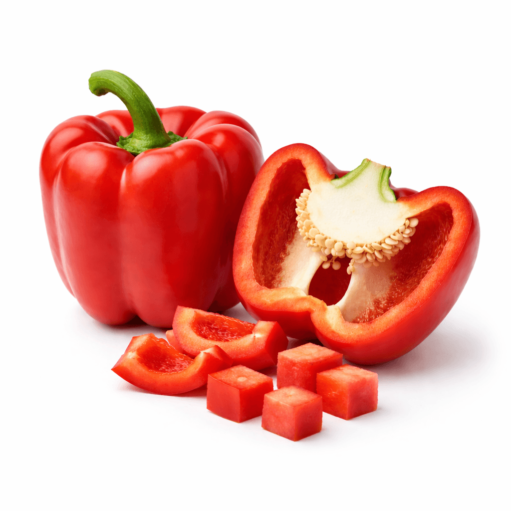 Fresh red bell peppers on white Capsicum Red - Image 1