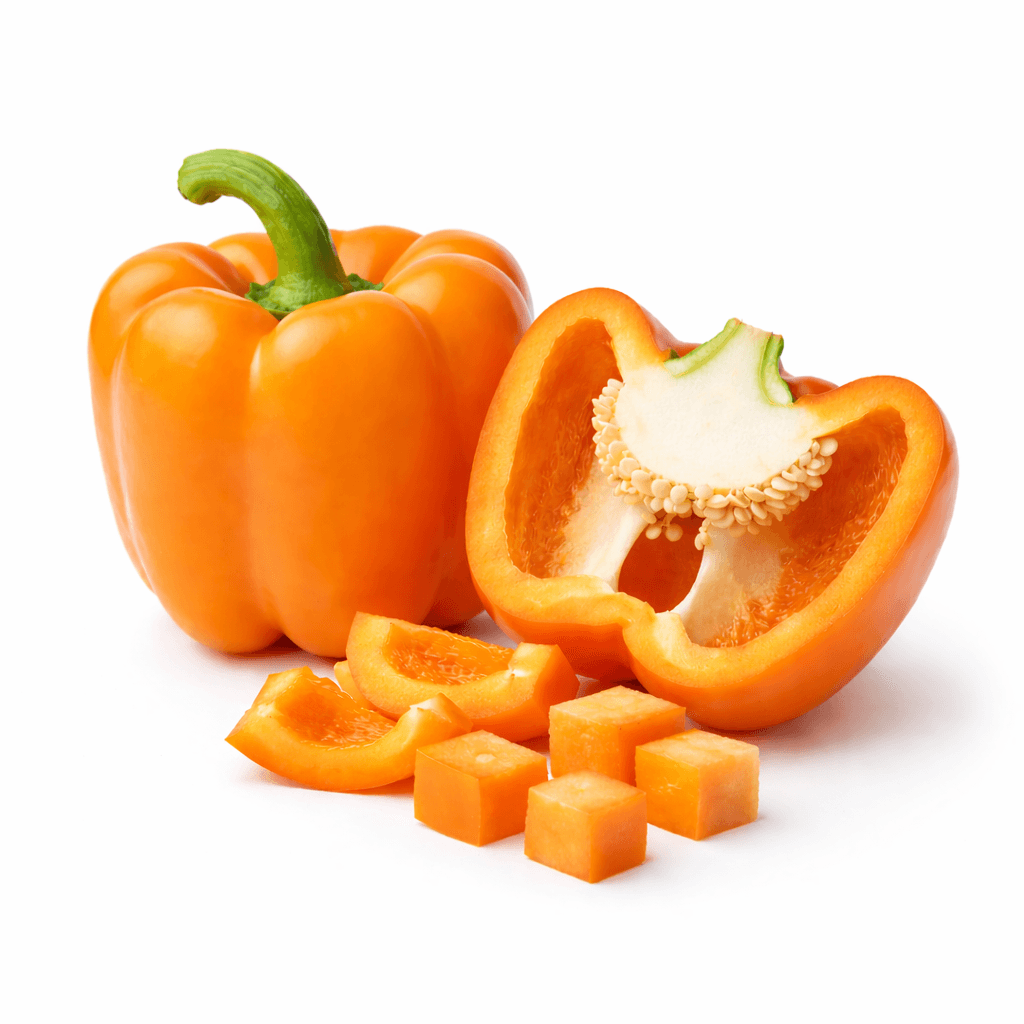 Vibrant orange bell peppers on white Capsicum orange - Image 1