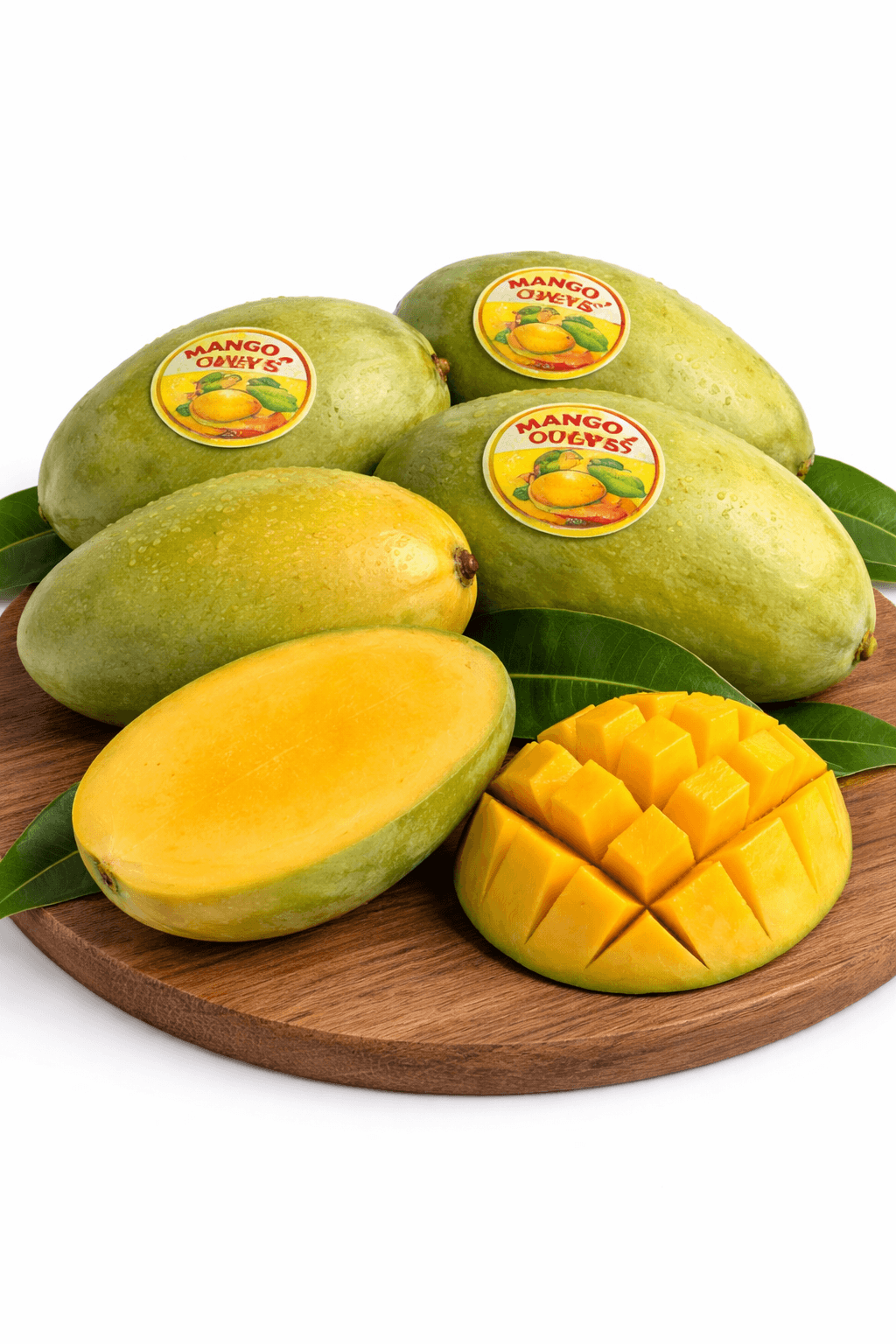Fresh Owais mangoes on wooden board Mango Owais (Egypt) - Image 1