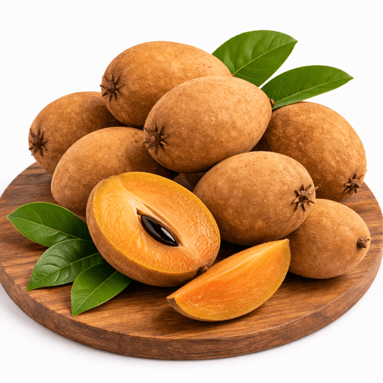 Fresh sapodilla on wooden board Sapodilla (Chikoo) - Image 1